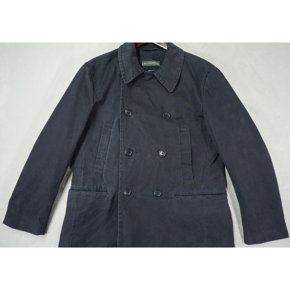 Banana Republic Double Breasted Trench Coat Mens Medium Navy‎